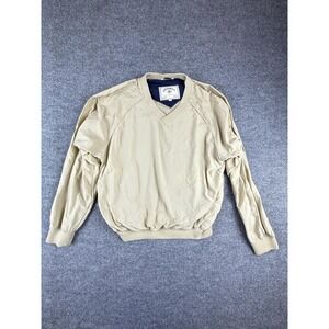 Aberdeen Collection Jacket Mens Large Beige V Neck Pullover Lined Windbreaker